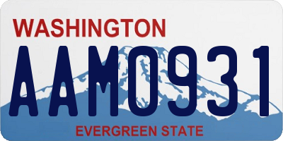 WA license plate AAM0931