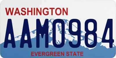 WA license plate AAM0984