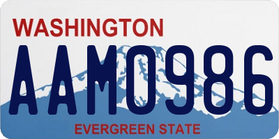 WA license plate AAM0986