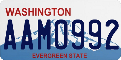 WA license plate AAM0992