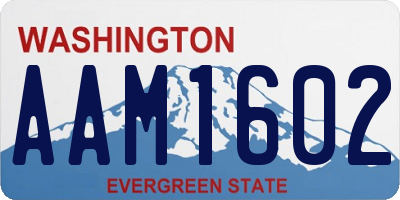WA license plate AAM1602