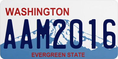 WA license plate AAM2016