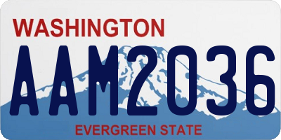 WA license plate AAM2036