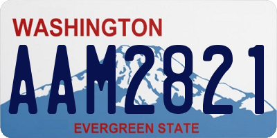 WA license plate AAM2821