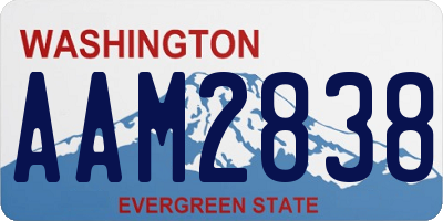WA license plate AAM2838