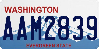 WA license plate AAM2839