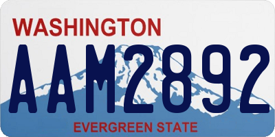WA license plate AAM2892