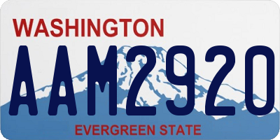 WA license plate AAM2920