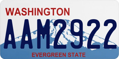 WA license plate AAM2922