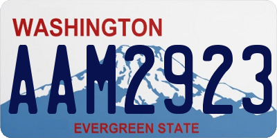WA license plate AAM2923