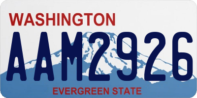 WA license plate AAM2926