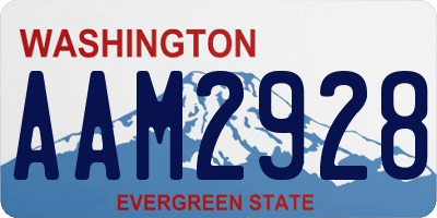 WA license plate AAM2928