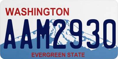 WA license plate AAM2930