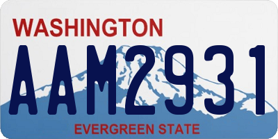 WA license plate AAM2931