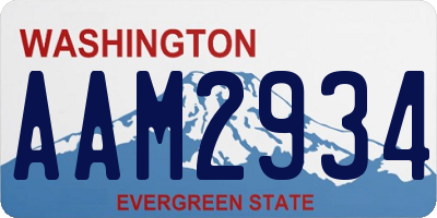 WA license plate AAM2934