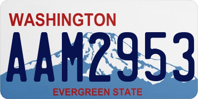 WA license plate AAM2953