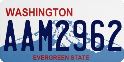 WA license plate AAM2962