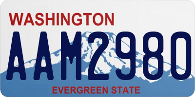 WA license plate AAM2980
