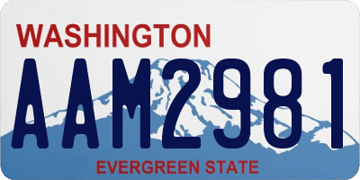 WA license plate AAM2981