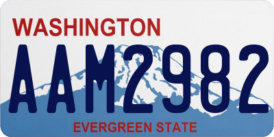WA license plate AAM2982