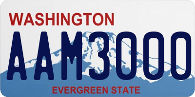 WA license plate AAM3000