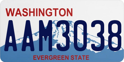 WA license plate AAM3038