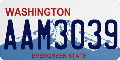 WA license plate AAM3039