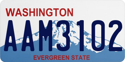 WA license plate AAM3102