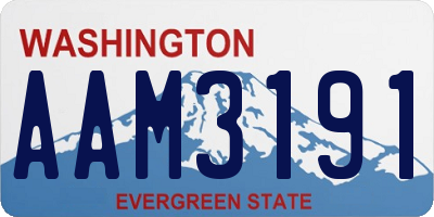 WA license plate AAM3191