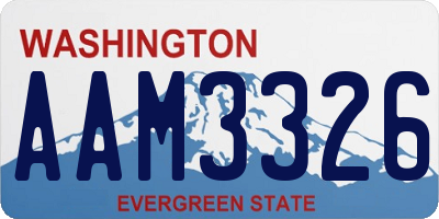 WA license plate AAM3326