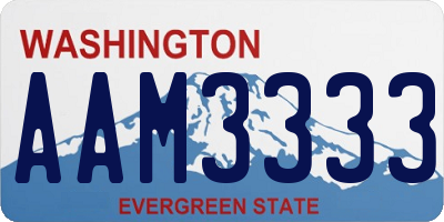 WA license plate AAM3333