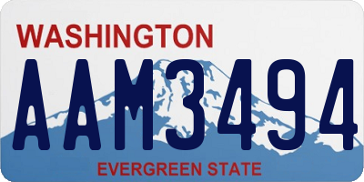 WA license plate AAM3494