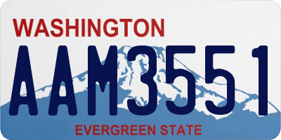 WA license plate AAM3551