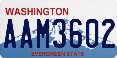 WA license plate AAM3602