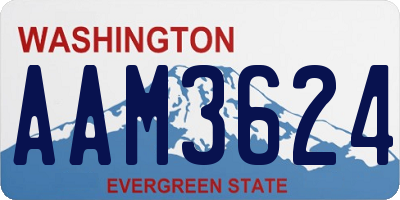WA license plate AAM3624