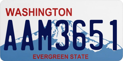 WA license plate AAM3651
