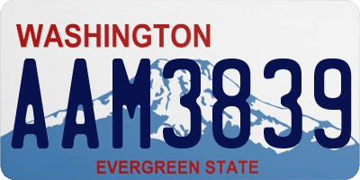 WA license plate AAM3839