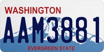 WA license plate AAM3881