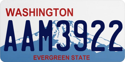 WA license plate AAM3922