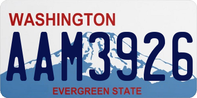 WA license plate AAM3926