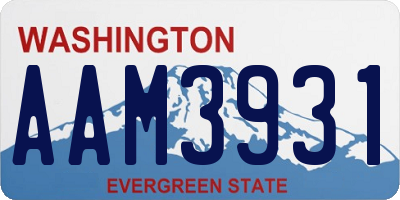 WA license plate AAM3931
