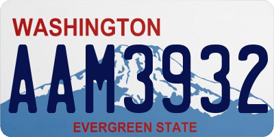 WA license plate AAM3932