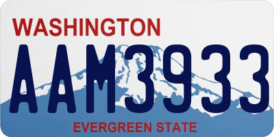 WA license plate AAM3933