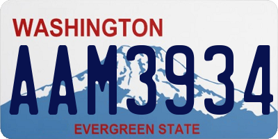 WA license plate AAM3934