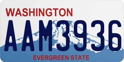 WA license plate AAM3936