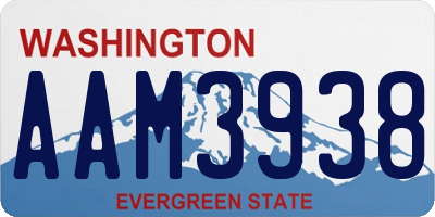 WA license plate AAM3938