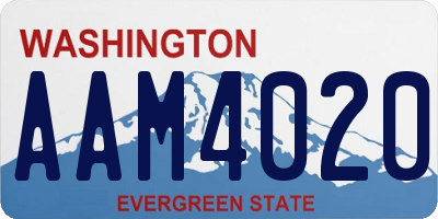 WA license plate AAM4020