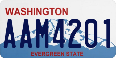 WA license plate AAM4201