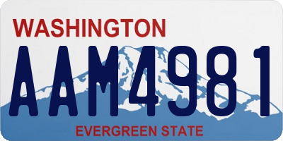 WA license plate AAM4981