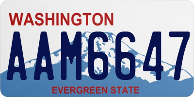 WA license plate AAM6647